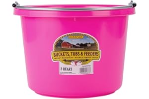 Miller Manufacturing P8HOTPINK Plastic Round Back Bucket for Horses, 8-Quart, Hot Pink
