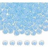 uxcell 200 Pcs Acrylic Beads, 2mm Loose Craft Bead Charm Assorted Cute Bead for Bracelets for Jewelry Making Bracelet Necklace DIY Crafts Decoration, Transparent Light Blue