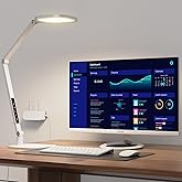 LED Desk Lamp for Home Office, Desk Light for Video Call, 3 Color Temperature 10 Brightness Computer Light, Dimmable Led Desk Light with Memory & Timer Func, Metal Swing Arm Architect Desk Lamp White