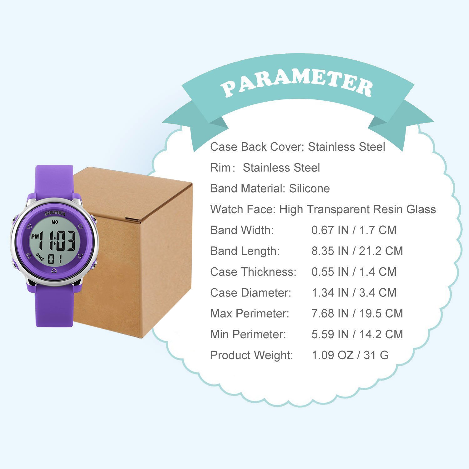 My-Watch Girls Digital Watch Sport Waterproof Kids Outdoor Stopwatch LED Luminescent Wrist Watches