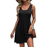 WIHOLL Women's Summer Dress 2026 A-Line Sleeveless Casual Sundress with Pockets Floral/Solid