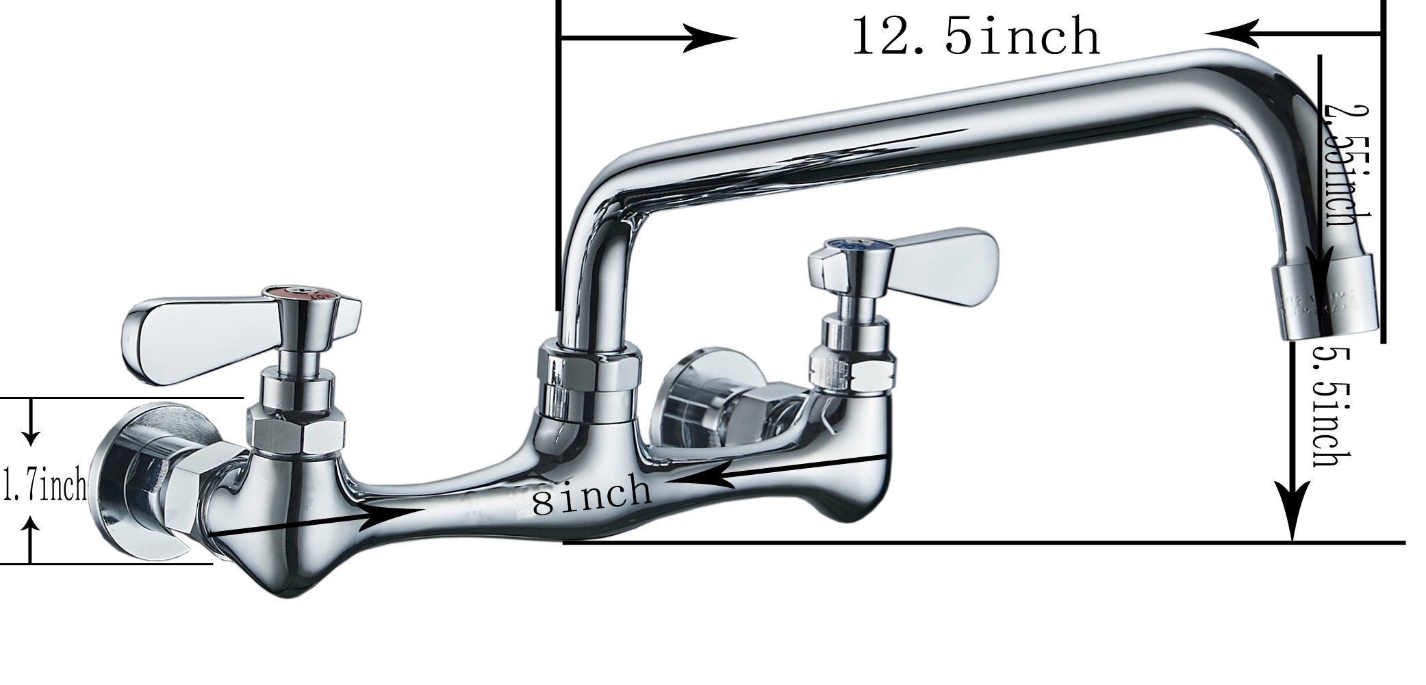 BWE NSF No Lead Faucet Commercial Sink Wall Mount Faucet 8" Swivel