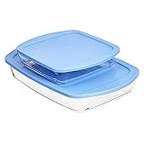 Amazon Basics Oven Safe Glass Baking and Food Storage Dish Set with BPA-Free Lids, Set of 2, Rectangular 3.6L and Square 1.6L