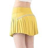 QooNoo Girls Skorts Tennis Skirts for Girls Pleated Athletic Skirt with Pockets Toddler High Waist Cheer Skirt Built-in Short