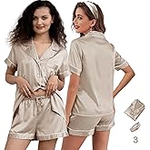 3Pcs Silk Pajamas XS-4XL Womens Satin Pajama Short Floral Sleepwear Bride Soft Pj Lounge Sets Pjs Shorts Set