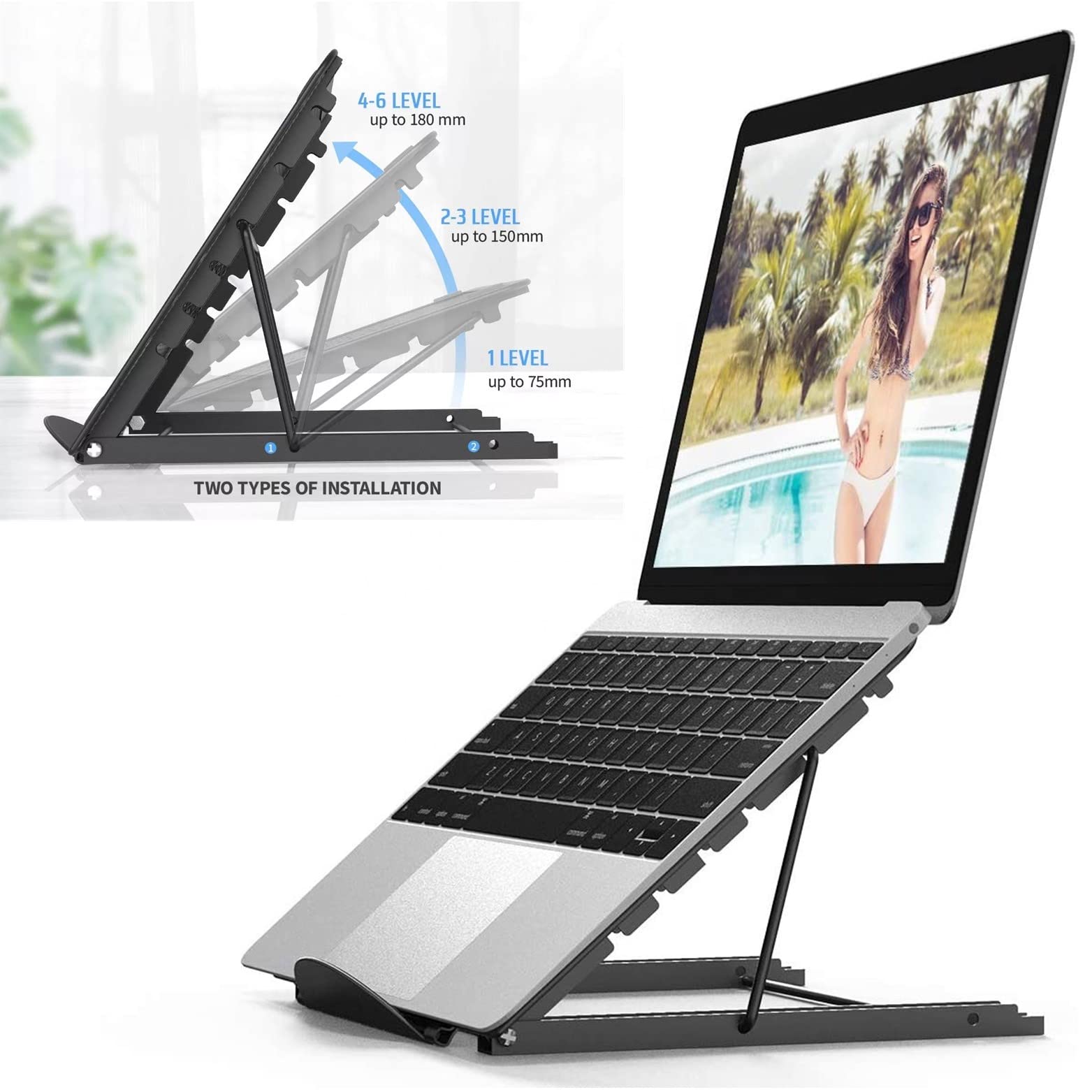 SLEEC Laptop Stand, Ergonomic laptop stand adjustable macbook stand portable laptop stand desk adjustable laptop stand laptop holder laptop desk stand laptop stand for desk laptop riser desk stand