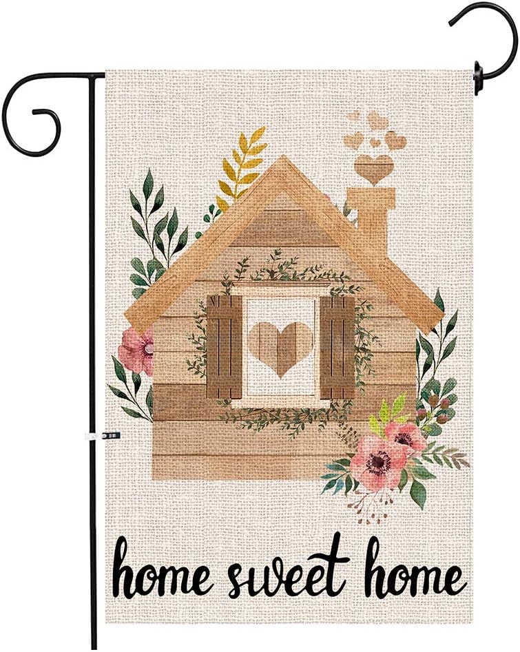 Hexagram Home Sweet Home Garden Flag,Burlap Yard Flag Double Sided Banner,Spring and Summer Welcome Outdoor Decoration,Small Garden Flags 12x18 Prime