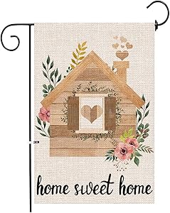 Hexagram Home Sweet Home Garden Flag,Burlap Yard Flag Double Sided Banner,Spring and Summer Welcome Outdoor Decoration,Small Garden Flags 12x18 Prime