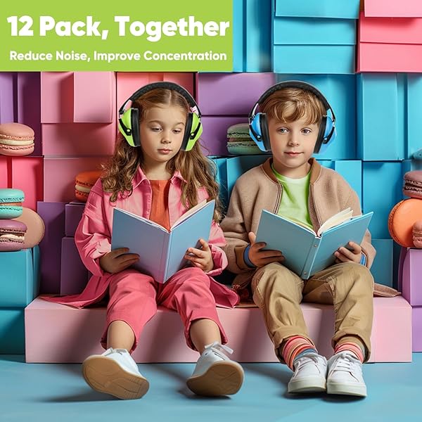 FLORIOGRA 12 PACK NOISE CANCELING HEADPHONES FOR KIDS, KIDS EAR PROTECTION EARMUFFS FOR AUTISM, TODDLER, CHILDREN, NOISE CANCELLING HEADPHONES SOUND PROOF EARMUFFS FOR CONCERTS, AIR SHOWS, FIREWORKS