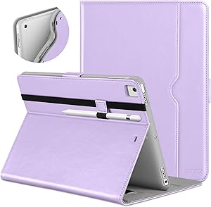 DTTO New iPad 9.7 Inch 5th/6th Generation 2018/2017 Case with Apple Pencil Holder, Premium Leather Folio Stand Cover Case for Apple iPad 9.7 inch, Also Fit iPad Pro 9.7/Air 2/Air - Lavender