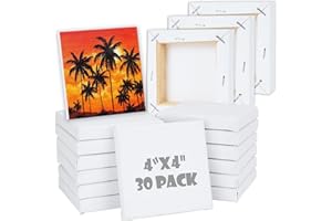 JMIATRY 30PCS Mini Canvas 4x4 Inch Mini Canvases for Painting Mini Canvas Bulk Set For Party Decoration, Oil, Acrylic Drawing