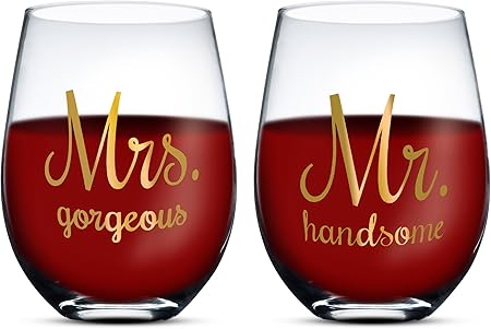 Regali Di Natale Per Coppia.Gifffted Mr E Mrs Coppia Di Due Bicchieri Da Vino Regali Anniversario Di Matrimonio Idee Regalo Nozze Per Coppie Regali Divertenti Uomo E Donna San Valentino Per Lui E Lei Natale Amazon It