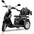 800W Heavy Duty 3 Wheel Mobility Scooters Weight Capacity of 330lbs, Powered Mobility Scooters for Adults & Seniors, 3-Speed All Terrain Mobility Scooter with Adjustable Seat Backrest & Height, Black