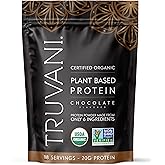 Truvani Organic Plant Based Protein Powder | Chocolate | 18 Servings | Vegan | 20g Pea Protein | Keto | Gluten &amp; Dairy Free | Low Carb | No Added Sugar