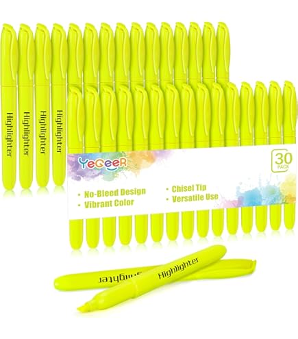 thumbnail image 2 of 180-Pack Yellow Highlighter Markers Bulk - Chisel Tip No-Bleed Highlighters For School & Office 2 of 14