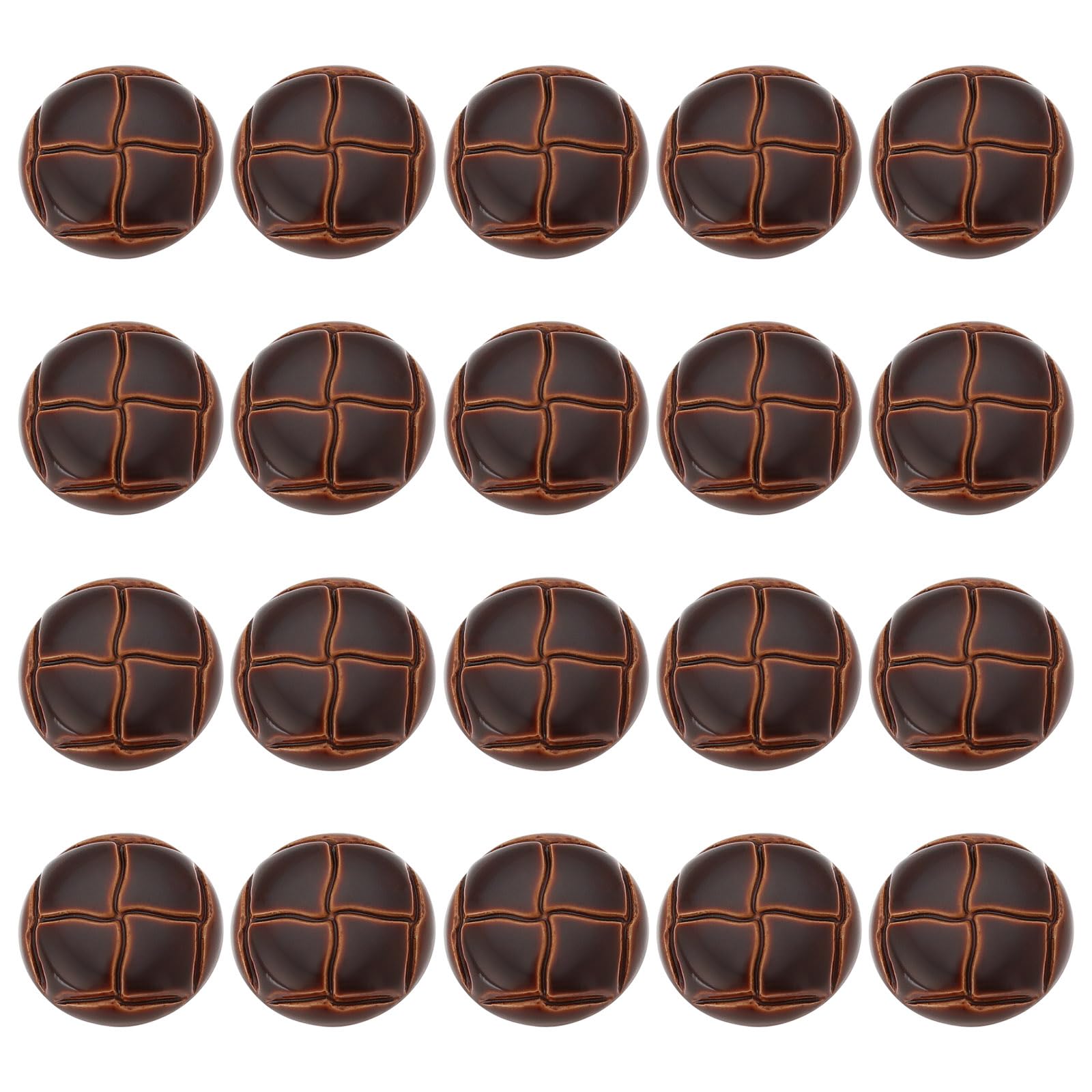 ECSiNG 20PCS 15mm Coffee Football Buttons, Football Pattern Imitation Leather Plastic Blazer Button Vintage Shank Buttons for Blazer, Suits, Sport Coat, Uniform, Jacket