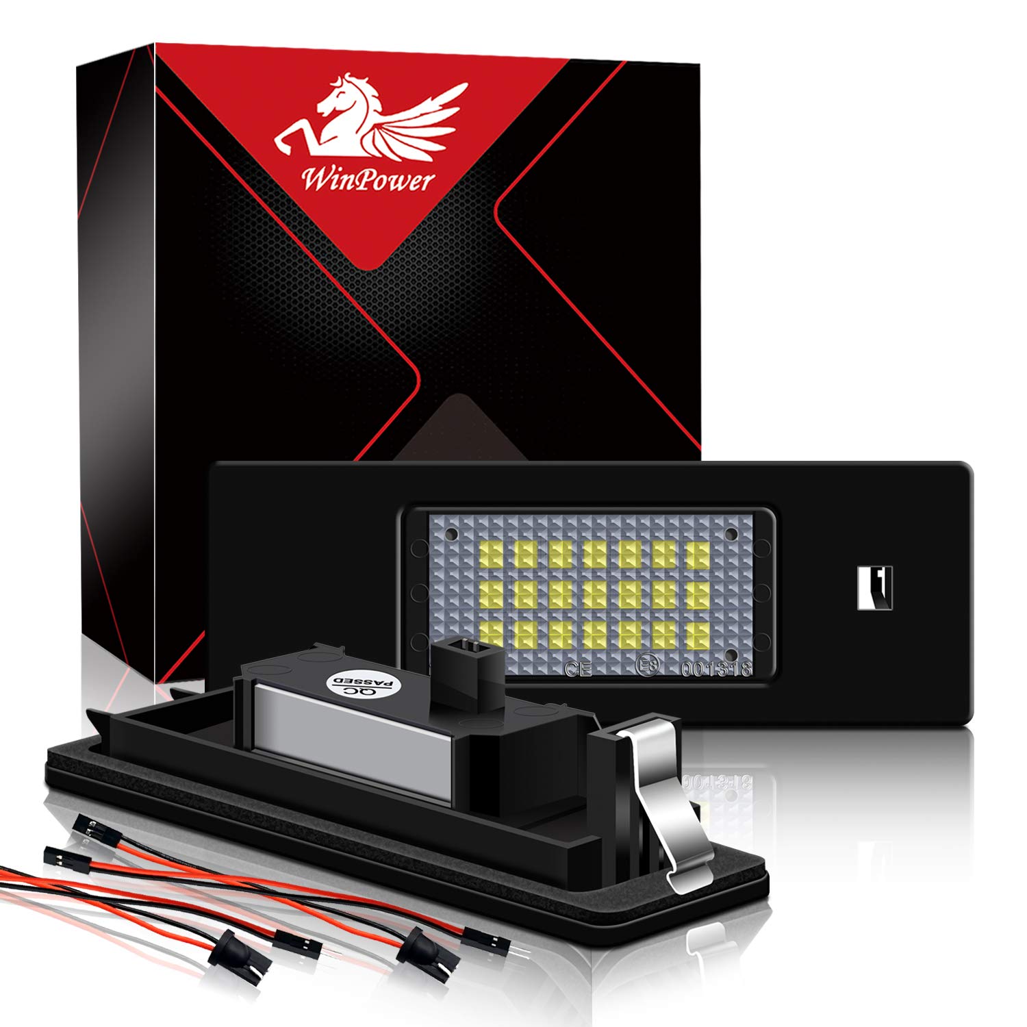 WinPower LED Number License Plate Light Assembly License Plate Lamps Bulb White 6000K for 1 6 Z Series E81 E87 F20 F21 E63 E64 F06 F12 F13 E85 E86 E89 Z4 I3 R55 R60 R61 etc.,2 Pcs