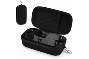 bipkonu Double Glasses Case,Hard Shell Eyeglasses Case Travel Sunglasses Organizer with Adjustable Slot & Clip for Men Women