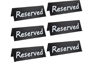 MATIMASU 6 Pack Acrylic Reserved Table Signs for Wedding Party Restaurant - Double Sided Reserved Tent Sign for Tables Chairs - Wedding Accessories Guest Reservation Sign - 7.9 x 2.7 Inches - Black