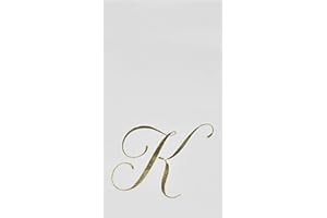 Gift Boutique 100 Gold Monogram Guest Napkins Letter K Disposable Paper Pack Elegant Metallic Golden Foil Dinner Hand Napkin for Bathroom Powder Room Wedding Holiday Baby Shower Decorative Towels