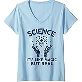 Womens Science its like magic but real shirt Funny science V-Neck T-Shirt