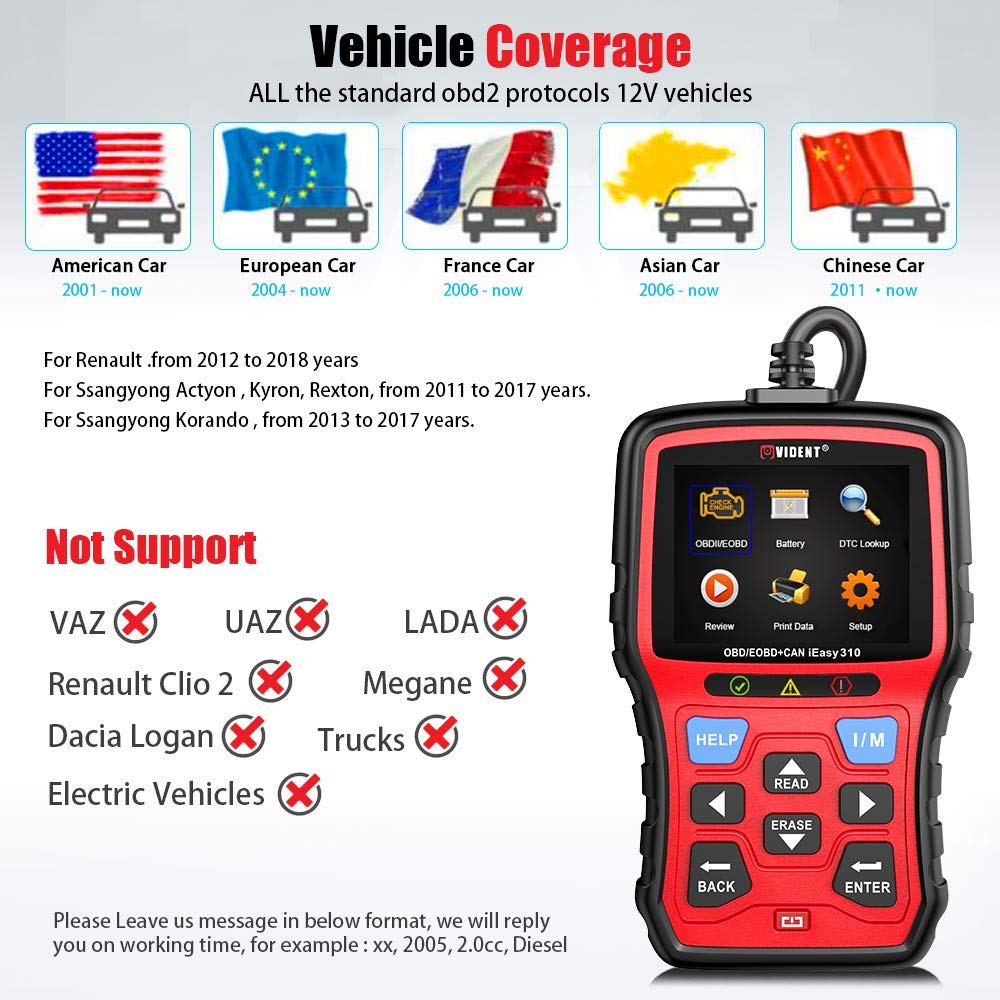VIDENT iEasy310 Enhanced OBD2 Scanner Professional OBDII Code Reader Engine Fault Scan Tool