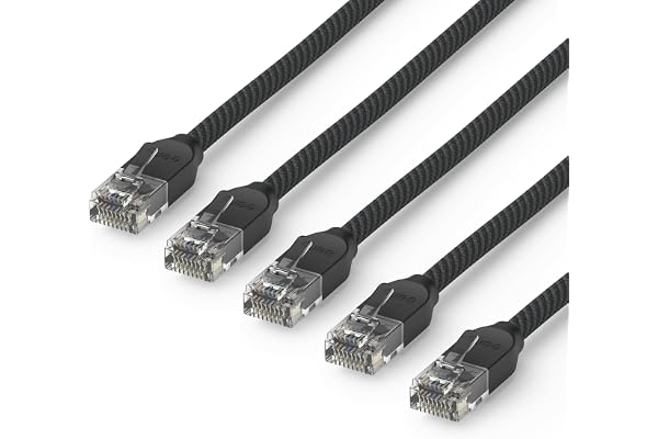 Amazon eero CAT6a Ethernet cable - Supports 10 gigabit+ speeds, 3 foot, 5-pack, Titanium Black