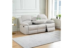 A Ainehome Living Room Furniture Set Leather Recliner Sofa Set Loveseat Chair Furniture Sofa Set for Living Room/Small Space/Rv/House/Office/Theater Seating (B-Grey White Microfiber, Sofa(3seater))
