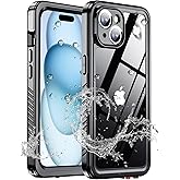 xiwxi for iPhone 15 case Waterproof,[IPX8 Underwater Case][Full Body Shockproof & 15FT Military Dropproof][Built-in Screen Protector][Dustproof] Clear Sound for iPhone 15 case 6.1 inch-Black