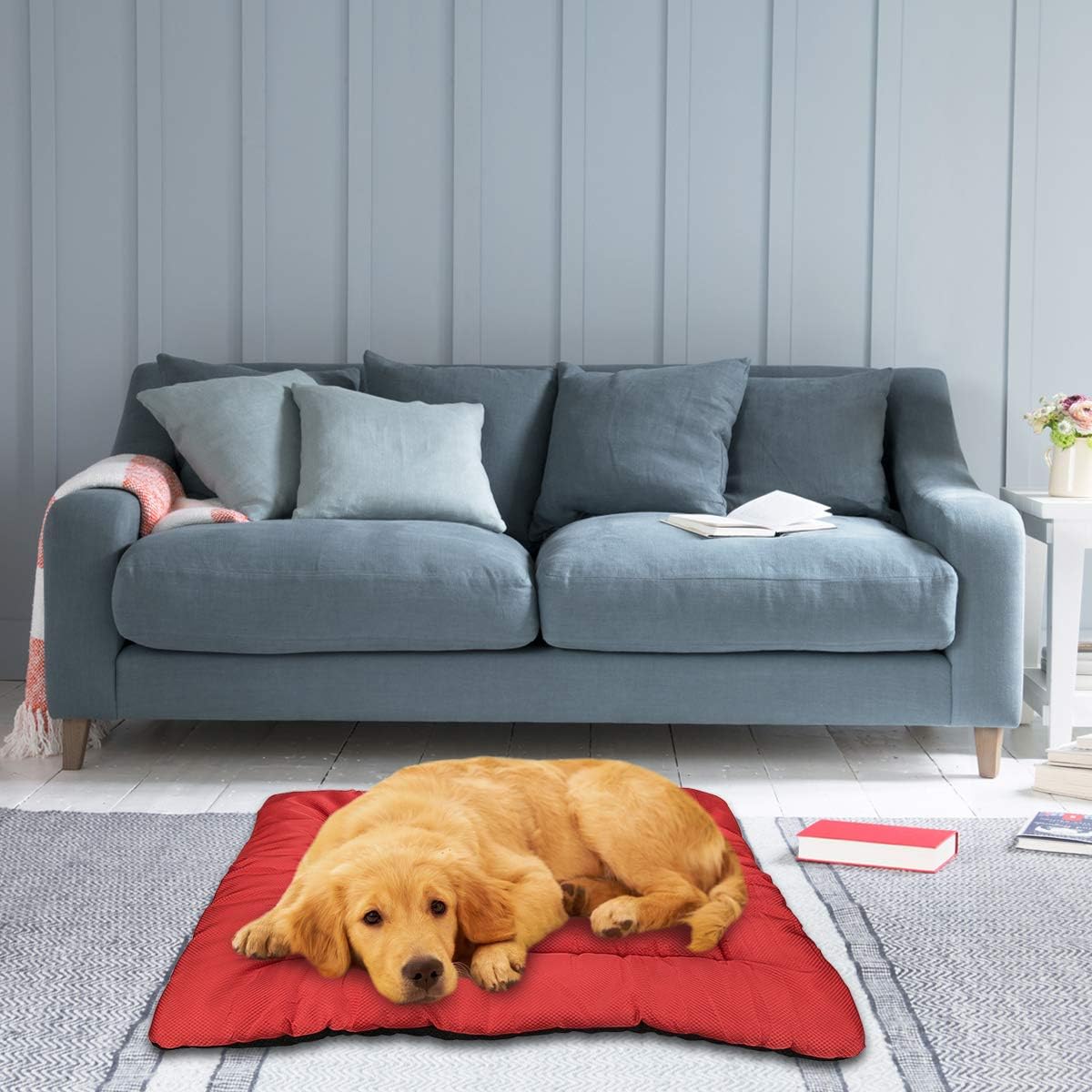 AIPERRO Dog Bed Crate Pad Washable Nylon Hair Resistant Kennel Pad Antislip Pet Sleeping Mat for