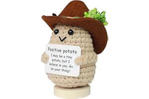 ETDKM Mini Funny Positive Crochet Potato with Stand, Cute Emotional Support Potato Crochet Animals Already Made, Holiday Christmas Birthday Gifts for Women, Office Decor Cool Things