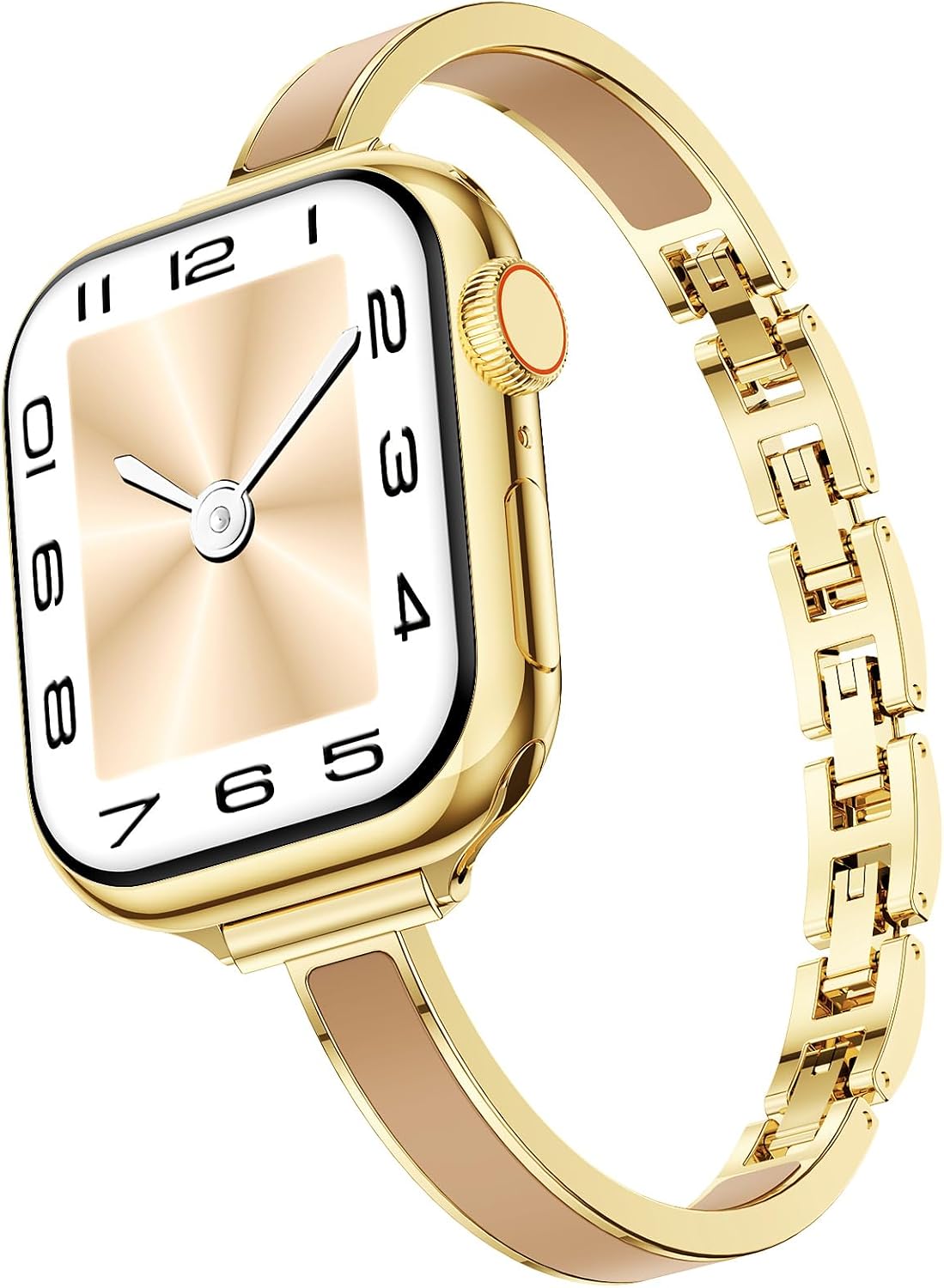 Mosonio Slim Designer Bracelet Bands for Apple Watch Women, Elegant Thin Dressy Metal Band with Embedded Silicone Accents Compatible with Apple Watch Ultra / Series 11 10 9 8 7 6 5 4 SE 3 2 1, Easy-Adjust Link Fancy Strap for iWatch 49mm 46mm 45mm 44mm 42mm 41mm 40mm 38mm (Sizes vary by model)