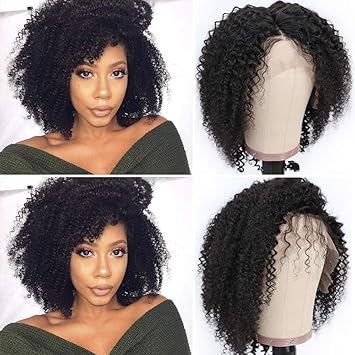 Amazon Com Short Afro Kinky Curly Lace Front Wigs Brazilian