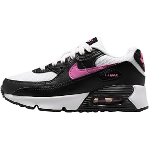 Nike Air Max 90 Little Kids' Shoes (White/Black/Anthracite/Playful Pink)