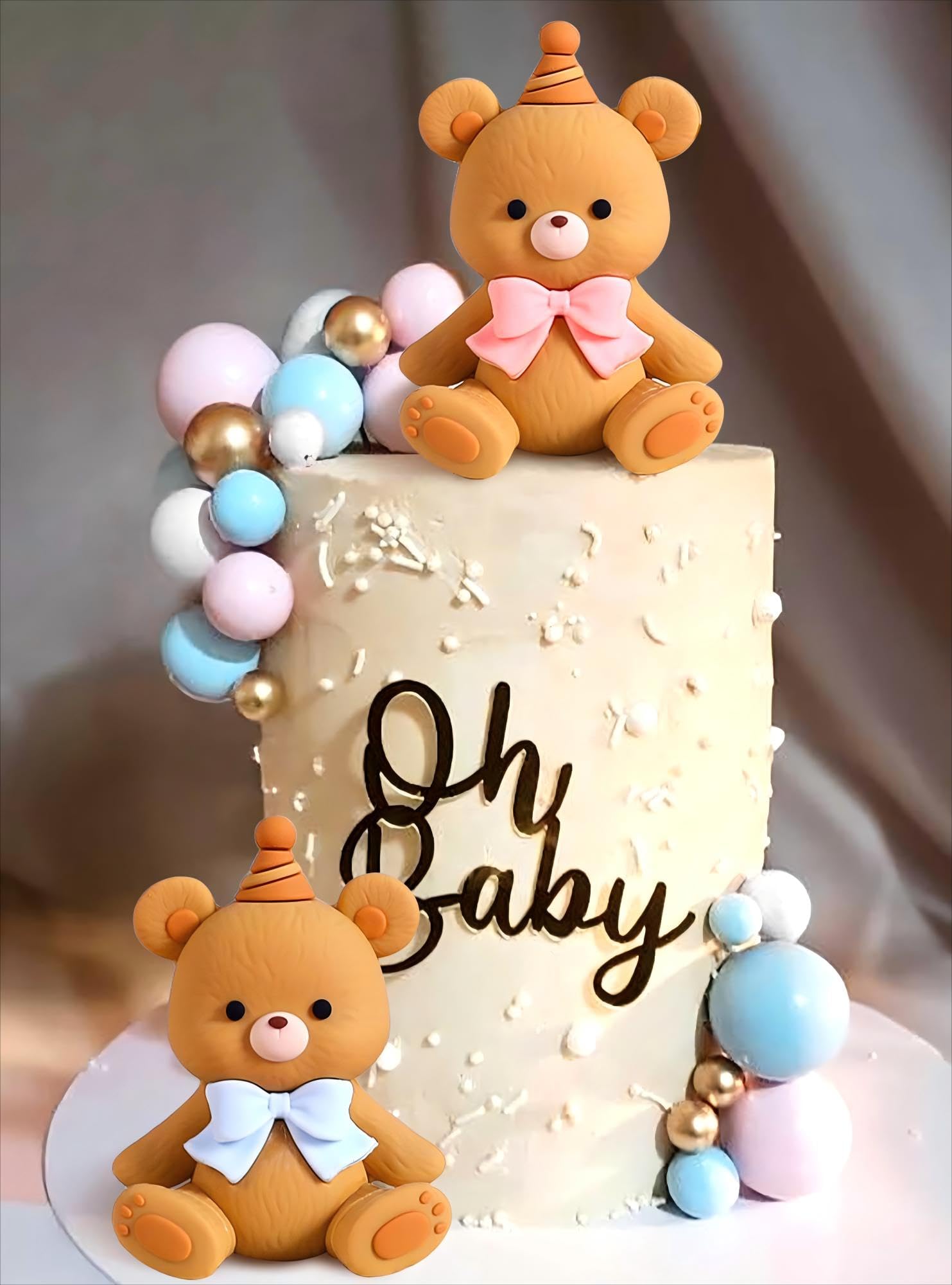 Pink Blue Gender Reveal Cake Toppers Bear Cake Topper Boy or Girl Cake Topper Bear Cake Decoration Baby Shower Cake Decorations