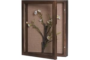 BECTSBEFF Deep Shadow Box Frame 11x14, Hinged Shadow Box with Door, Front Opening Shadow Boxes Display Cases for Collectibles Flowers Antique Bridal Bouquet Ticket Stub - Walnut