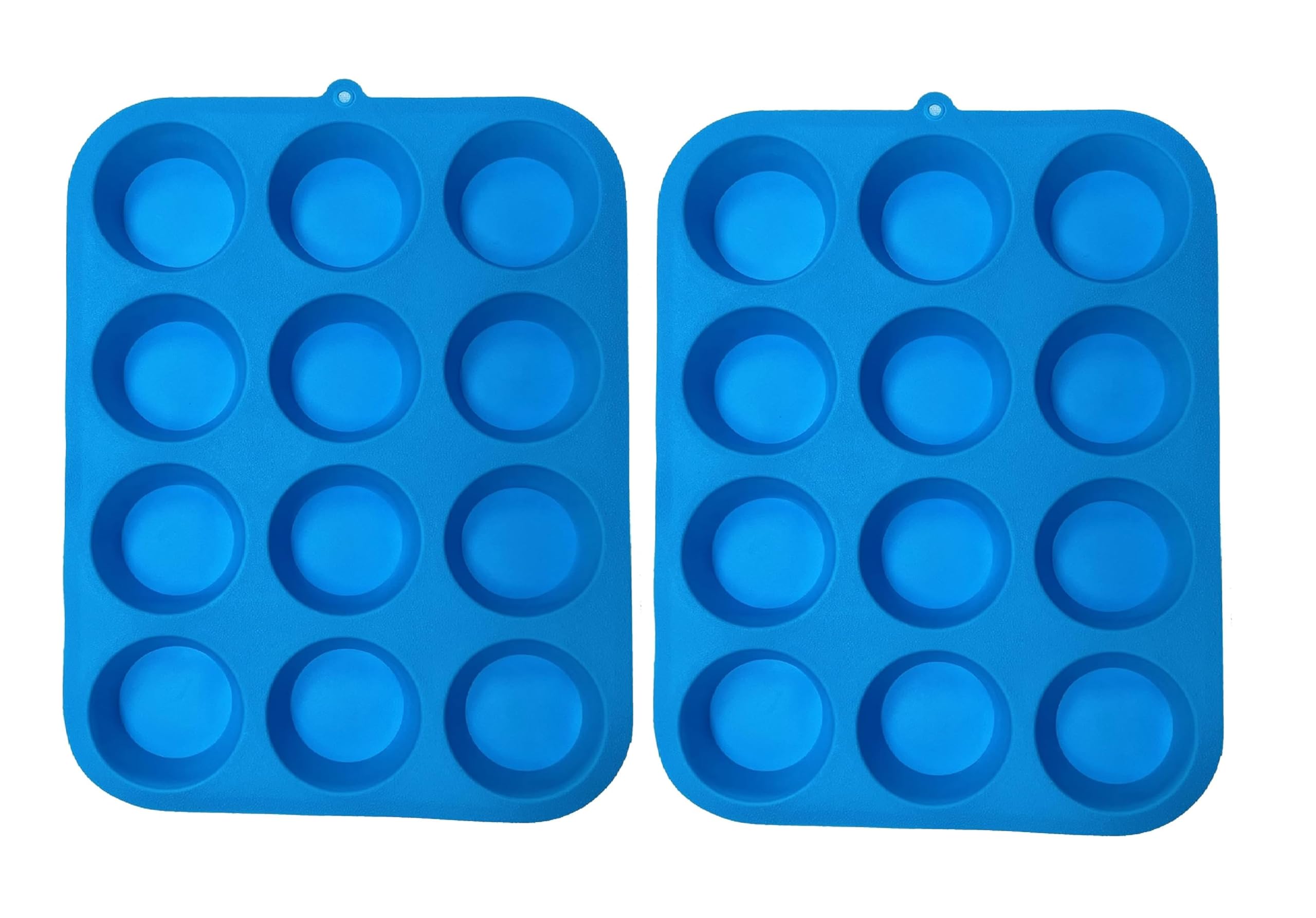 E FAST CE4 2pcs Muffin Tray, Silicone Non-Stick Coating, LFGB & BPA Free, Cupcake Baking Pan, Perfect for Cupcakes, Brownies, Pudding, Tarts, Egg Bites-Blue (Blue)