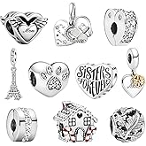 ARVALILS 10 Pack Charms Sets 925 Sterling Silver fits Bracelets and Necklace Pendant Bead Charms Jewelry Gift for Women Family Friends