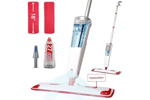 PANDA GRIP Spray Mop for Floor Cleaning, Washable Reusable 2 Pads Refillable Spray Bottle for Easy Wet Dry Mopping Dust Flat Mops for Hardwood Laminate Tile Floors wih 18 Inch Pad