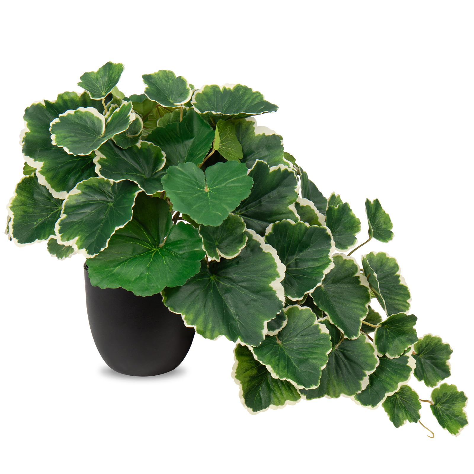 Hollyone Artificial Plants in Black Pots, Fake Wilhelm Langguth Geranium Decorative Faux Potted Plants, Realistic House Plant Indoor for Home, Bathroom, Living Room, Kitchen, Shelf, Office Decorations