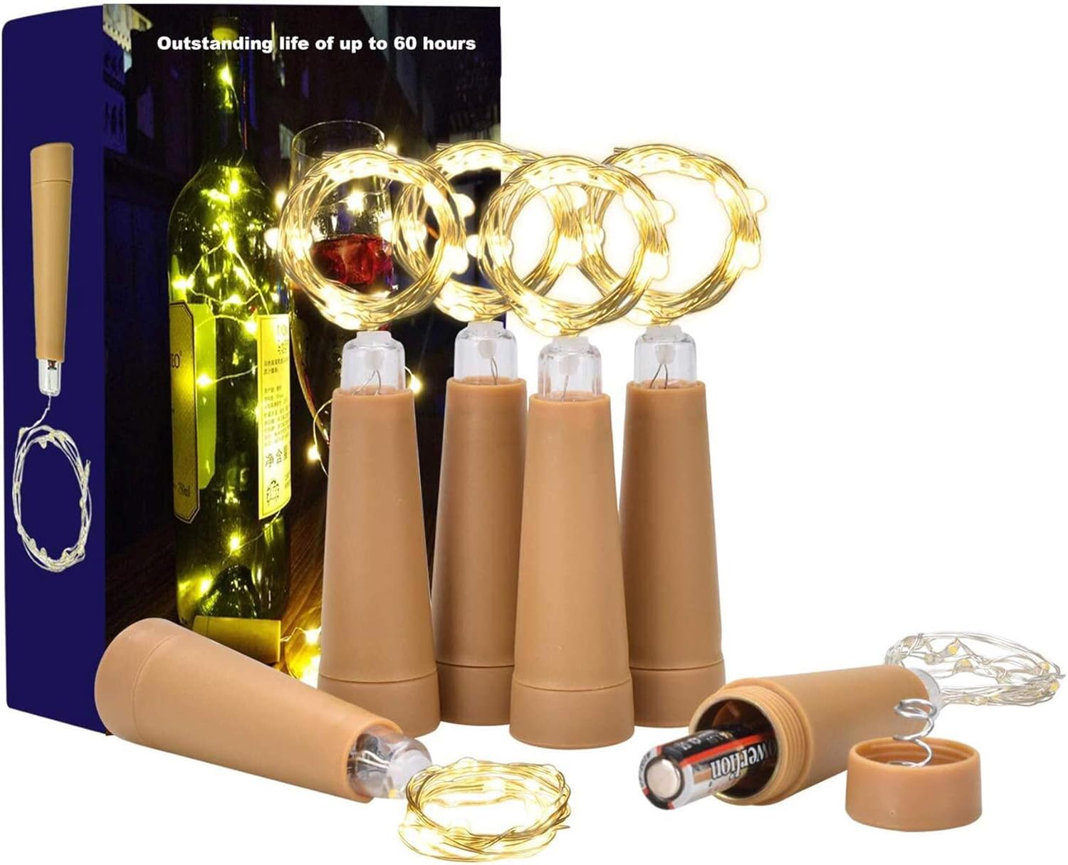 Amazon Com Dealkits 6 Pack Wine Bottle Cork Lights 1 a Battery Operated Led Outdoor Indoor String Lights Warm White Fairy Lights For Bedroom Diy Party Decoration Christmas Halloween Wedding 2 5ft Home Improvement
