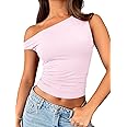Trendy Queen Womens Summer Off The Shoulder Tops Going Out T Shirts Crop Tank Top Fashion Clothes Spring Outfits 2025
