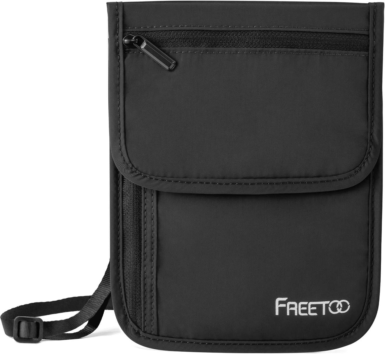FREETOO Travel Neck Wallet & Hidden Passport Holder with RFID Blocking, Travel Neck Pouch Document Bag for Men/Women: Sports & Outdoors