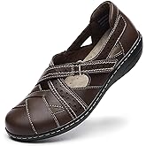 Irrefour Women's Classic Genuine Leather Casual Loafer Cute Slip-On Fashion Closed Toe Flat Sandal Comfy Work Sandal Everyday Walking Shoe