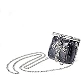 chushui Mini Purse,Chain Gothic Tiny Bag, Micro Coin Wallet for Women,Kiss Lock Leather Crossbody Bag