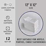FINGERCRAFT 100% Cotton Dinner Cloth Napkins, 12 Pack, 12x12, Lace White view 6