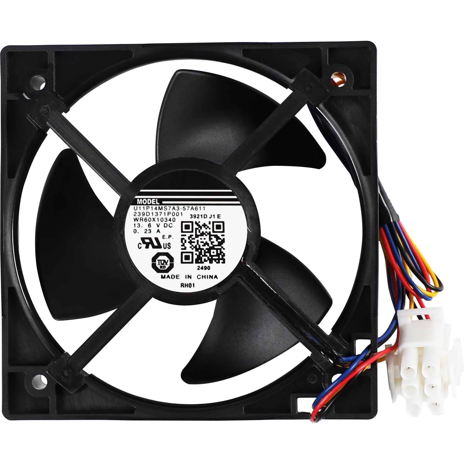 Photo 1 of Smtime WR60X10340 Evaporator Fan Motor Compatible with GE Refrigerator Freezer Cooling Fan U11P14MS7A3-57A611 239D1371P001 Replaces AP6891698 PS12727431 EAP12727431 Size: 4.4 x 4.4 Inch