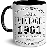 GLAKEUN 65th Birthday Gifts for Men Women - 65th Birthday Decorations for Men - Vintage 1961 Coffee Mug - Born in 1961 Present Ideas - Turning Sixty Five Gift For Dad, Mom, Uncle - 65 Coffee Mug 11oz