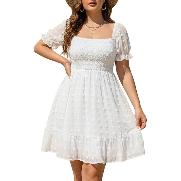 GLIGET Women Summer Dresses 2023 Guipure Lace Insert Flounce Sleeve A-Line  Midi Dress (Color : White, Size : X-Small) at Amazon Women's Clothing store