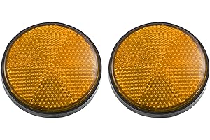 X AUTOHAUX 2 Pcs 56mm Orange Plastic Universal Round Reflective Warning Reflector with Adhesive Tape for Motorcycle Bike